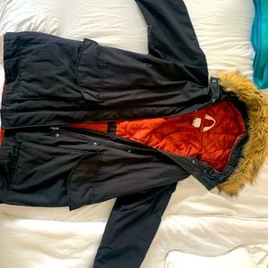 French Connection women’s oversized black parka XS